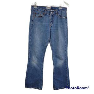 Levi's 515 Boot Cut 5 Pocket Distressed Stretch Blue Jeans 6 Short